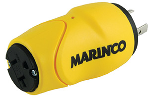 Marinco S30-15 (Old 81a) Straight Adapter Dock Side Male 30a/125v Locking To Boat Side Female 15 Or 20a 125v Straight Blade
