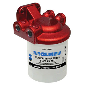 Water Separating Fuel Filter Kit 3/8"- Translucent Red Stainless Steel Bracket