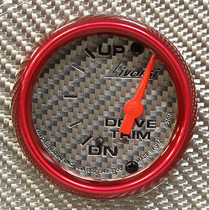 2-1/16"  Electric 10-90 OHM Mercury Trim Gauge, Silver Fiber Face, Red Mega Rim