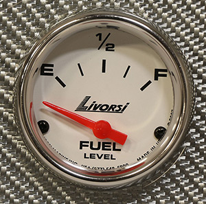 2-1/16"  Electric 240-33 OHM Fuel Level Gauge, White Face, Polished SS Mega Rim