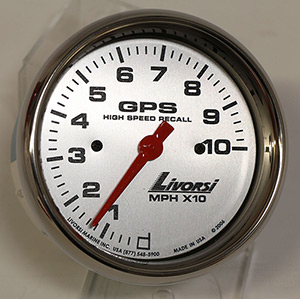 3-3/8" GPS 100 MPH Speedometer, Platinum Face, Polished SS Mega Rim