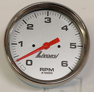 4-5/8"  0-6000 RPM Tachometer, Platinum Face, Polished SS Mega Rim