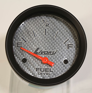 2-5/8" Electric 240-33 OHM Fuel Level Gauge, Silver Fiber Face, Polished SS Mega Rim