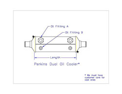 Perkins Dual Oil Cooler 2 x 12 x 1-1/8H x 3/8F x 3/4F
