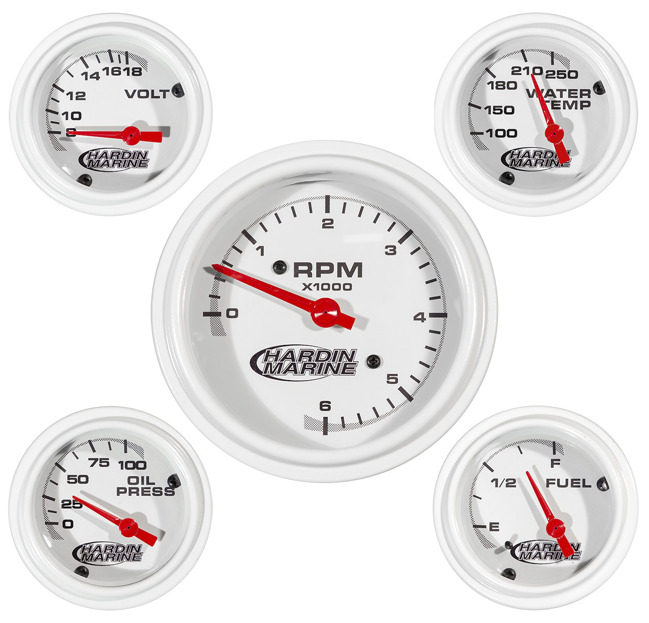 CP Performance - Hardin Marine White Five Gauge Combo Set Standard