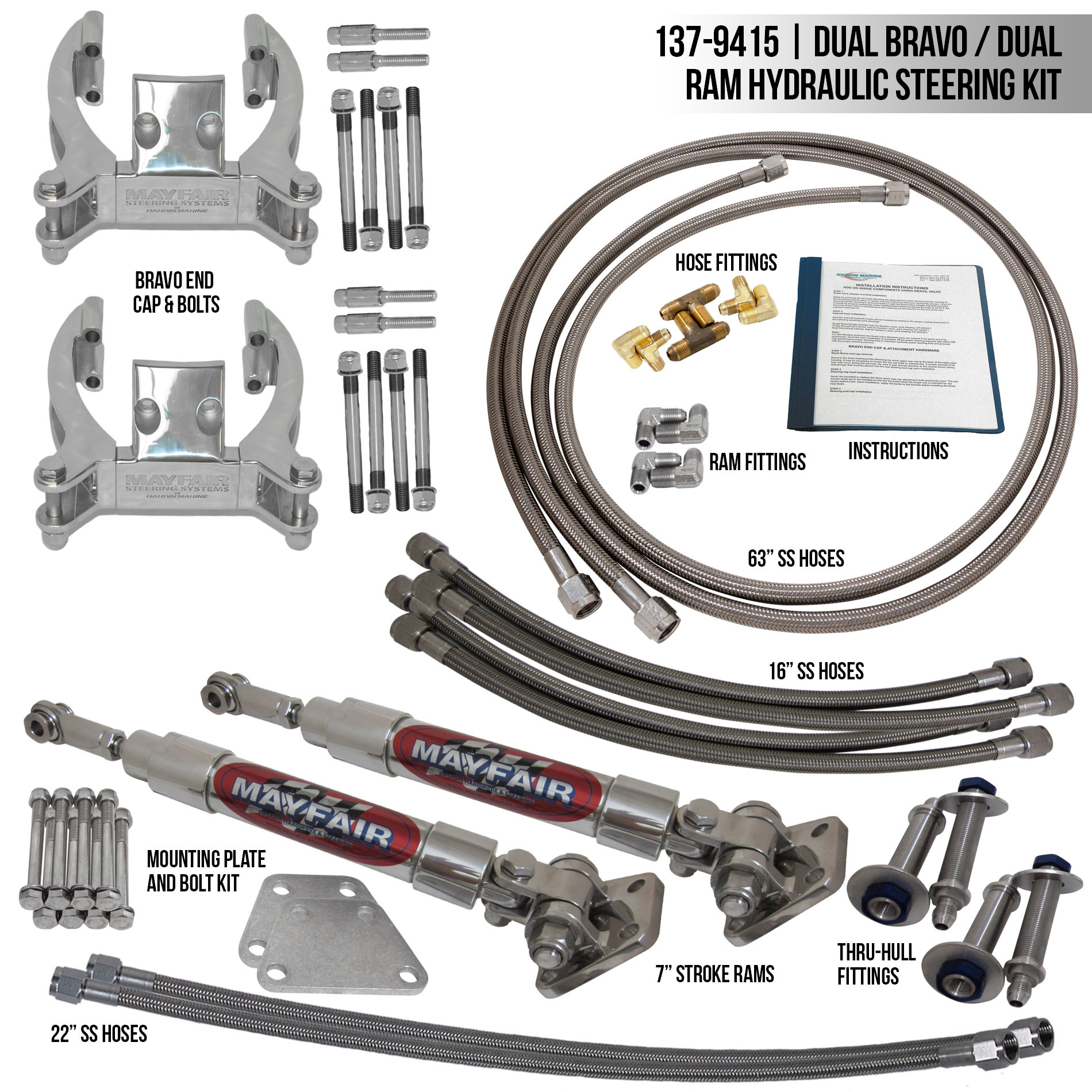 Mayfair Dual Bravo/Dual Ram Add-On Hydraulic Steering Kit - CP