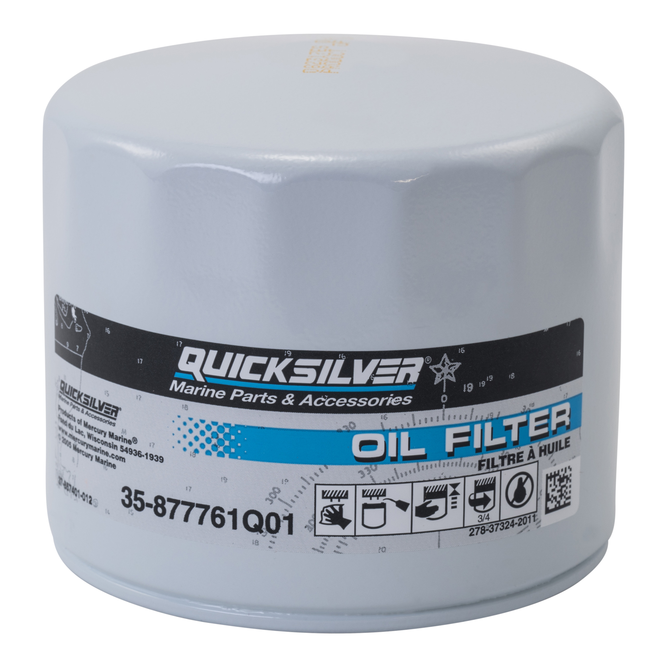 877761Q01 Oil Filter - Mercury and Mariner 75 HP through 115 HP Outboards  and 150 HP EFI 4-Stroke Outboards