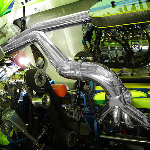 CMI Big Block Chevy E-Top Polished Exhaust System - Taller - SS Distribution Tube
