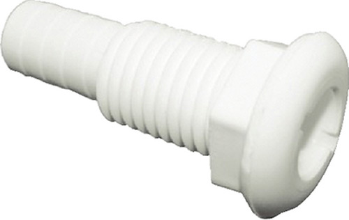 T-H Marine Straight Extra Short Thru-Hull Fitting For Hose 1-1/2", White"