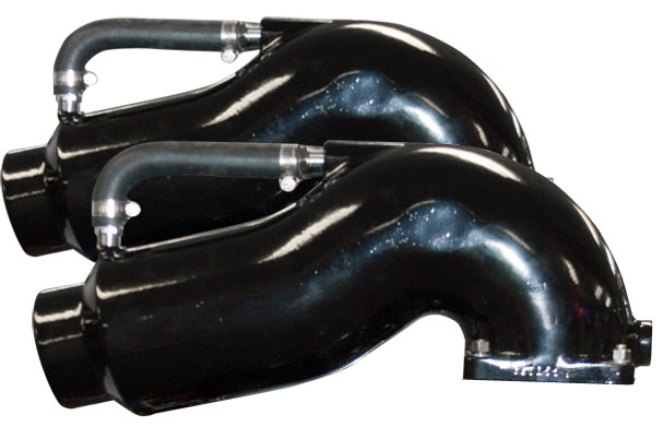 Pair Of Polished Standard Dimension Bravo Wet Offshore Tailpipes