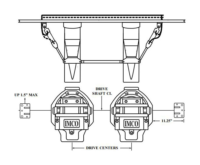 Steer Kit 2 Bravos, 2 Rams Out, V-Bot, 11.25” Transom Bracket Location