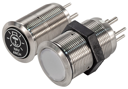 Bluewater 22mm LED Lit Electronic Push Button Switches with Label Options