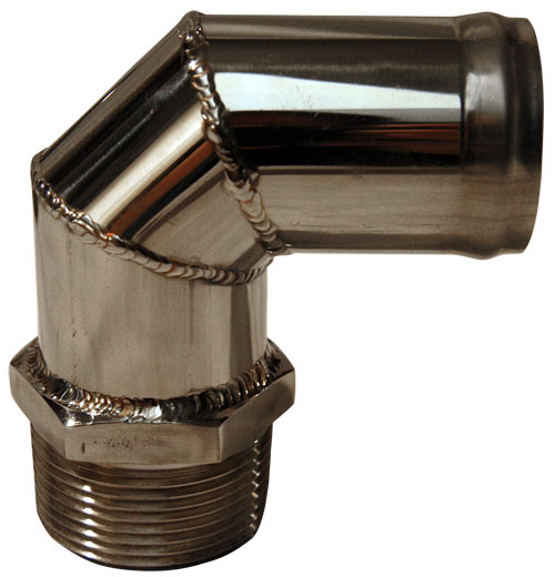 Custom Handcrafted Stainless Fitting 1-1/4" NPT X 1-1/4" Hose 90°