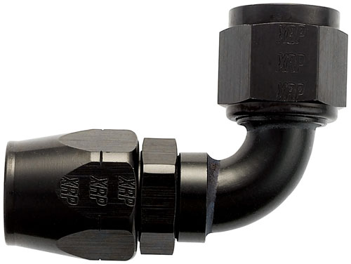 Black 90 Degree Double-Swivel AN Hose End