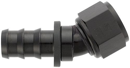 Black 30 Degree Push-On Hose End