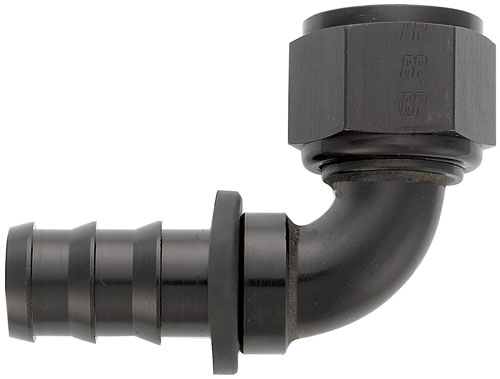 Black 90 Degree Push-On Hose End