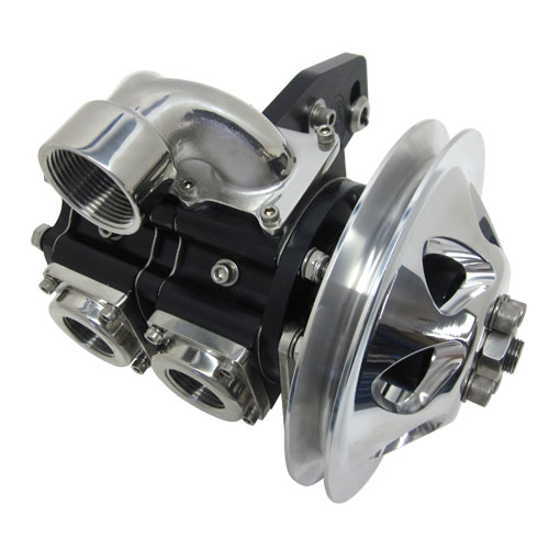 2 Stage Aluminum  Sea Pump with 1 Groove Pulley, 1-1/4" NPT Center Inlet & Dual 1" NPT Outlets