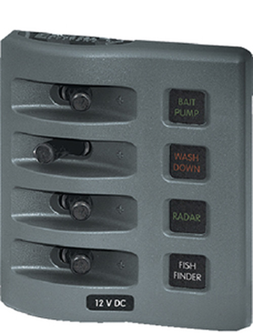 Weather Deck Fuse Panel 4 Pos Gray