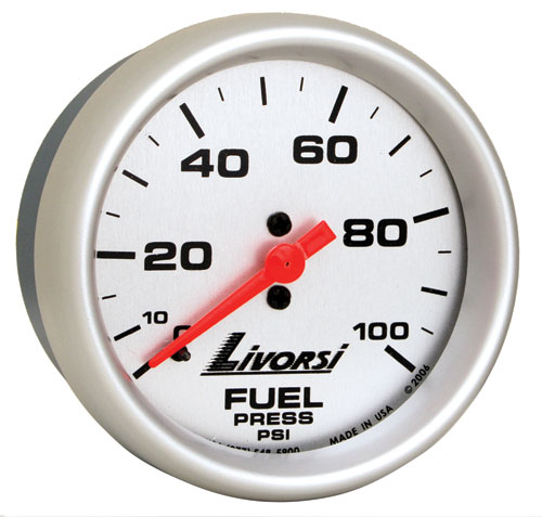 Livorsi 0-100 PSI Fuel Pressure Gauge Mega & Race Rim 2-5/8"