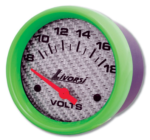 Livorsi 8-18v Voltmeter Gauge Mega & Race Rim 2-5/8"