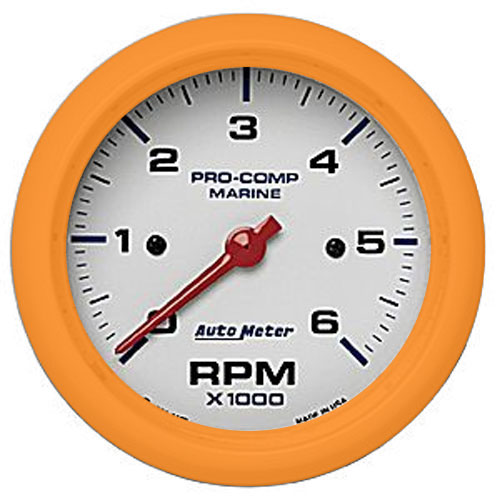 6000 RPM Tachometer Gauge 3-3/8" - Custom Colored Rim