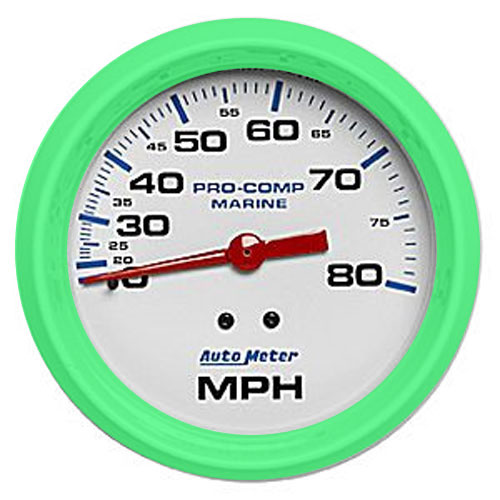 Autometer Marine Analog Speedometer, Liquid Pitot Operation, 80 MPH, 3-3/8"