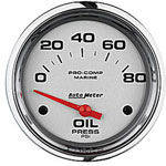 2-5/8" Auto Meter 0-80 Oil Pressure Marine Gauges