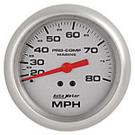 Autometer Marine Analog Speedometer, Liquid Pitot Operation, 80 MPH, 3-3/8"