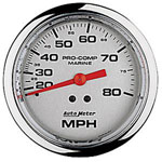 Autometer Marine Analog Speedometer, Liquid Pitot Operation, 80 MPH, 3-3/8"