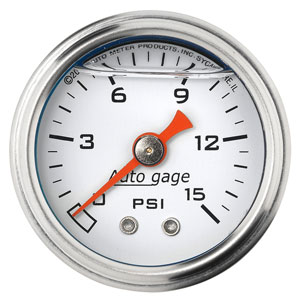 0-15 PSI Direct Mount Mechanical Pressure Gauge, White