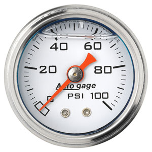 0-100 PSI Direct Mount Mechanical Pressure Gauge, White