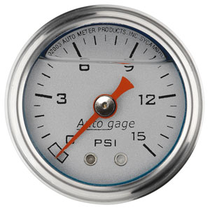 0-15 PSI Direct Mount Mechanical Pressure Gauge, Silver