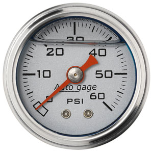 0-60 PSI Direct Mount Mechanical Pressure Gauge, Silver