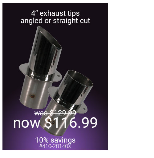 4 Inch Exhaust Tips Available Straight or Angle Cut